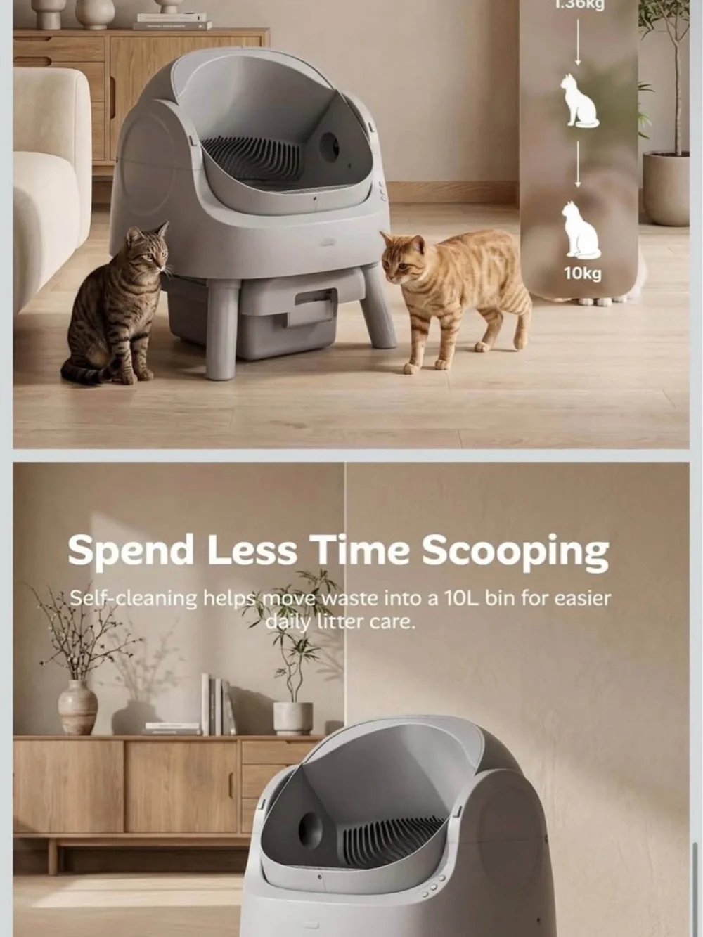 Automatic Self-Cleaning Cat Litter Box – Gray